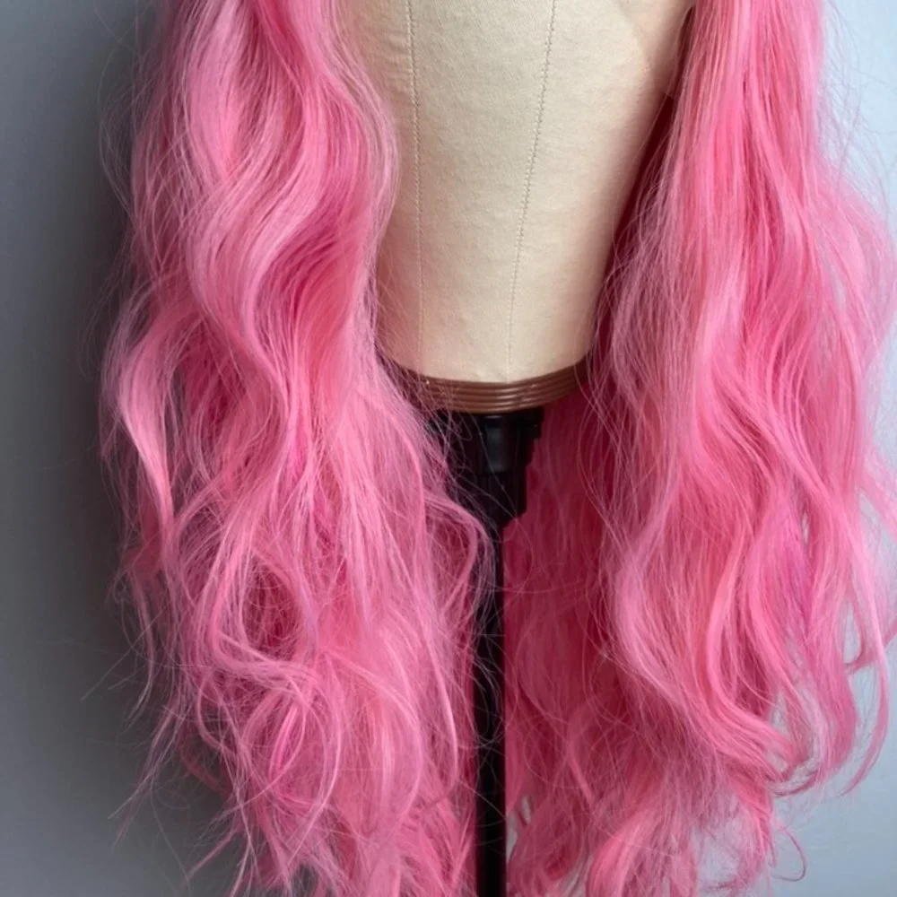 Pink Wig,Kinky Curly Lace Front Wig